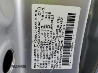 2012 Honda CR-V LX with VIN 2HKRM4H37CH622247, listed as a Copart auction lot 60169025 with 152,236 mi miles and Clean title. Bid and sale history available at DreamBid. Image 13.