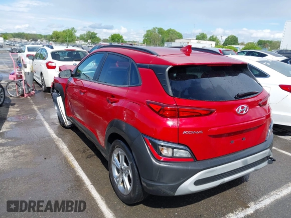 2022 Hyundai Kona SEL with VIN KM8K62AB6NU910444, listed as a IAAI auction lot 42017223 with 40,138 mi miles and . Bid and sale history available at carsss.com. Image 3.