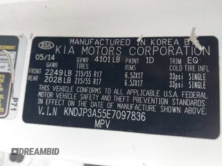 2014 Kia Soul + with VIN KNDJP3A55E7097836, listed as a IAAI auction lot 41276910 with 127,280 mi miles and . Bid and sale history available at DreamBid. Image 9.