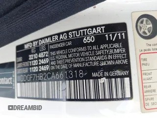 2012 Mercedes-Benz C 63 AMG with VIN WDDGF7HB2CA661318, listed as a IAAI auction lot 41841635 with 125,085 mi miles and . Bid and sale history available at carsss.com. Image 9.