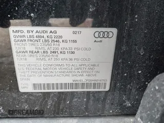 2017 Audi Q3 Premium with VIN WA1ECCFS5HR016753, listed as a IAAI auction lot 41630346 with 77,476 mi miles. Bid and sale history available at carsss.com. Image 9.