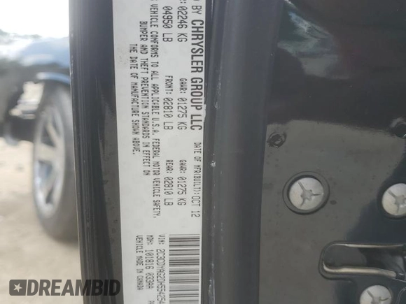2013 Dodge Challenger SXT z VIN 2C3CDYAG2DH554254, wystawiony jako Copart lot #54109255 z przebiegiem Nie podano mil oraz Szkoda całkowita • Salvage title. Historia ofert i sprzedaży dostępna na DreamBid. Obrazek 12.