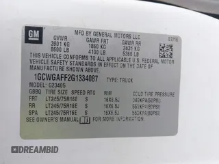 2016 Chevrolet Express Cargo with VIN 1GCWGAFF2G1334087, listed as a IAAI auction lot 42505870 with 205,983 mi miles and . Bid and sale history available at DreamBid. Image 9.