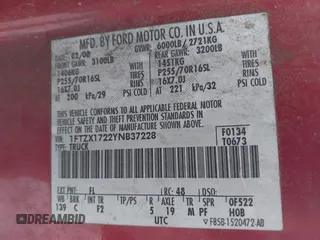 2000 Ford F-150 XL z VIN 1FTZX1722YNB37228, wystawiony jako IAAI lot #42241027 z przebiegiem Nie podano mil oraz . Historia ofert i sprzedaży dostępna na DreamBid. Obrazek 9.