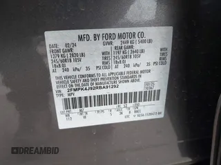 2024 Ford Edge SEL with VIN 2FMPK4J92RBA91292, listed as a IAAI auction lot 41416130 with 997 mi miles. Bid and sale history available at carsss.com. Image 9.