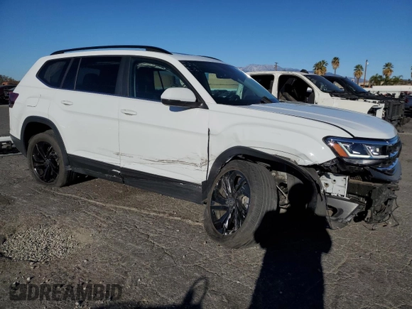 2023 Volkswagen Atlas SE with VIN 1V2JR2CA6PC554791, listed as a Copart auction lot 88575555 with 25,605 mi miles and Salvage title. Bid and sale history available at DreamBid. Image 4.