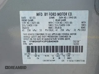 2023 Ford Explorer Limited with VIN 1FMSK8FH3PGB40409, listed as a IAAI auction lot 42739775 with 38,734 mi miles and . Bid and sale history available at DreamBid. Image 9.