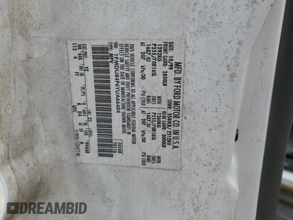 2000 Ford Explorer Eddie Bauer z VIN 1FMDU84P6YUA66404, wystawiony jako Copart lot #60629244 z przebiegiem 259 086 mil mil oraz Szkoda całkowita • Salvage title. Historia ofert i sprzedaży dostępna na DreamBid. Obrazek 13.