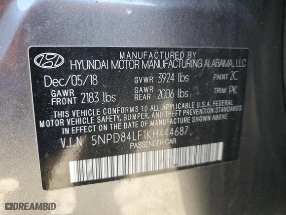 2019 Hyundai Elantra SEL with VIN 5NPD84LF1KH444687, listed as a Copart auction lot 41777195 with 116,407 mi miles and Salvage Title. Bid and sale history available at carsss.com. Image 14.