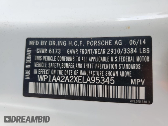 2014 Porsche Cayenne z VIN WP1AA2A2XELA95345, wystawiony jako Copart lot #55649365 z przebiegiem 116 325 mil mil oraz Szkoda całkowita • Salvage title. Historia ofert i sprzedaży dostępna na DreamBid. Obrazek 14.