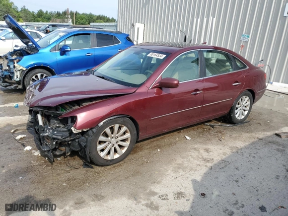 2009 Hyundai Azera GLS with VIN KMHFC46D19A358682, listed as a Copart auction lot 65164534 with 168,592 mi miles and Salvage Title. Bid and sale history available at carsss.com. Image 1.