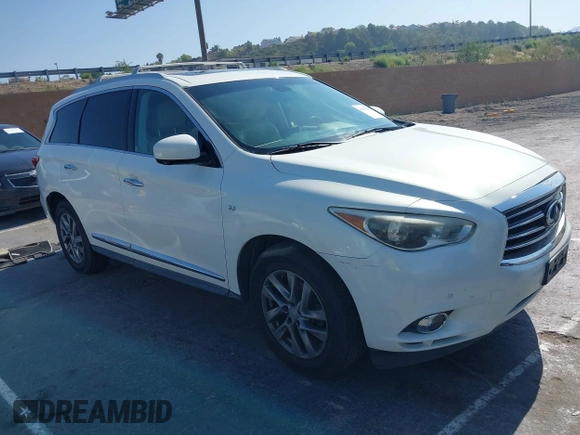 2014 Infiniti QX60 with VIN 5N1AL0MN3EC535326, listed as a IAAI auction lot 42477957 with 175,620 mi miles and . Bid and sale history available at DreamBid. Image 1.