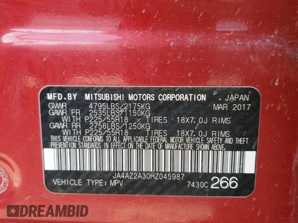 2017 Mitsubishi Outlander ES с VIN JA4AZ2A30HZ045987, выставлен на аукционе Copart как лот 50389745 с пробегом 105 628 миль миль и Списание • Salvage title. История ставок и продаж доступна на DreamBid. Изображение 14.