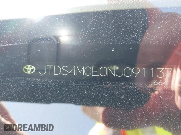 2022 Toyota Corolla SE with VIN JTDS4MCE0NJ091137, listed as a IAAI auction lot 41991211 with 41,304 mi miles and . Bid and sale history available at DreamBid. Image 9.