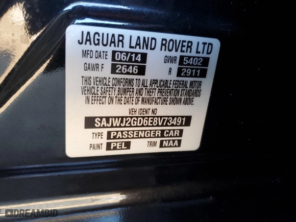 2014 Jaguar XJ with VIN SAJWJ2GD6E8V73491, listed as a Copart auction lot 42472345 with 68,747 mi miles and Salvage Title. Bid and sale history available at carsss.com. Image 14.