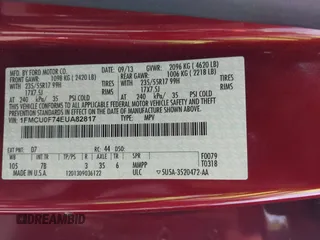 2014 Ford Escape S with VIN 1FMCU0F74EUA82817, listed as a IAAI auction lot 41710012 with 61,165 mi miles. Bid and sale history available at carsss.com. Image 9.