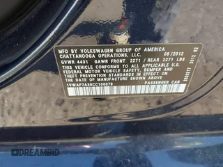 2012 Volkswagen Passat S with VIN 1VWAP7A39CC100079, listed as a IAAI auction lot 41653045 with 268,353 mi miles and . Bid and sale history available at DreamBid. Image 9.