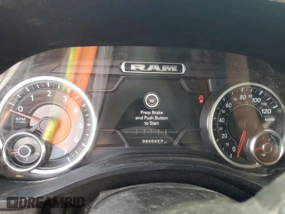 2021 Ram 1500 Laramie with VIN 1C6SRFDT9MN771658, listed as a Copart auction lot 54327585 with 86,062 mi miles and Salvage Title. Bid and sale history available at carsss.com. Image 9.