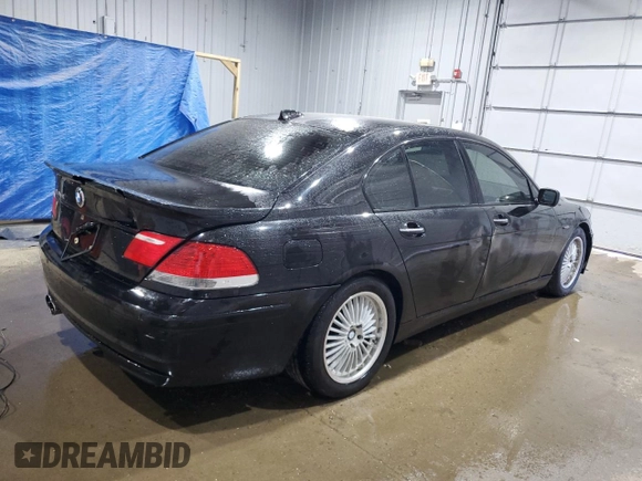 2007 BMW 7 Series 750i with VIN WBAHL83527DT89112, listed as a Copart auction lot 52806635 with 174,758 mi miles and Salvage title. Bid and sale history available at DreamBid. Image 3.