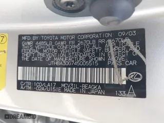 2004 Lexus ES 330 with VIN JTHBA30G745005515, listed as a IAAI auction lot 42077548 with 124,123 mi miles. Bid and sale history available at carsss.com. Image 9.