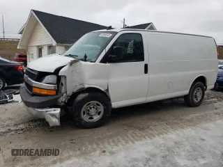 2021 Chevrolet Express Cargo Van with VIN 1GCWGAFP1M1218139, listed as a Copart auction lot 43966525 with 47,417 mi miles and Salvage Title. Bid and sale history available at carsss.com. Image 1.