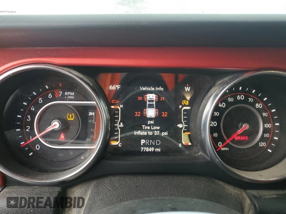 2020 Jeep Gladiator Rubicon z VIN 1C6JJTBG9LL150356, wystawiony jako Copart lot #50449445 z przebiegiem 77 849 mil mil oraz Szkoda całkowita • Salvage title. Historia ofert i sprzedaży dostępna na DreamBid. Obrazek 9.