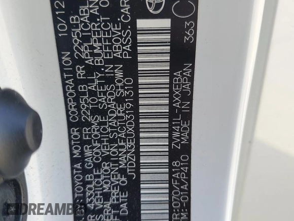 2013 Toyota Prius Two with VIN JTDZN3EUXD3191310, listed as a Copart auction lot 52455105 with 162,237 mi miles and Salvage Title. Bid and sale history available at DreamBid. Image 14.