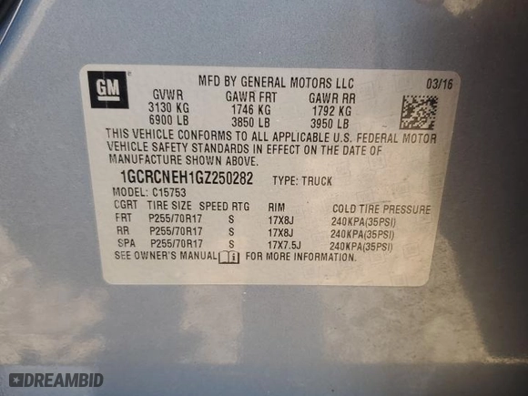 2016 Chevrolet Silverado 1500 Work Truck with VIN 1GCRCNEH1GZ250282, listed as a Copart auction lot 46780845 with 90,739 mi miles and Salvage Title. Bid and sale history available at carsss.com. Image 13.
