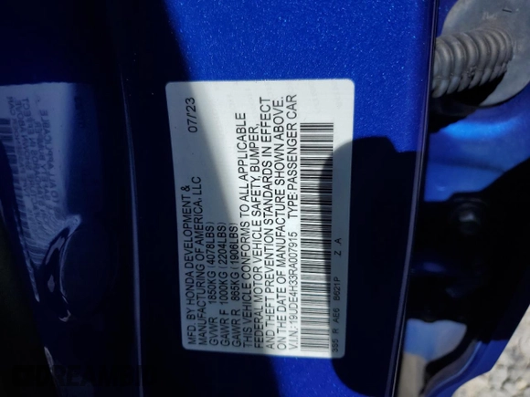 2024 Acura Integra w/A-Spec Package with VIN 19UDE4H33RA007915, listed as a Copart auction lot 60478095 with 15,897 mi miles and Salvage title. Bid and sale history available at DreamBid. Image 12.