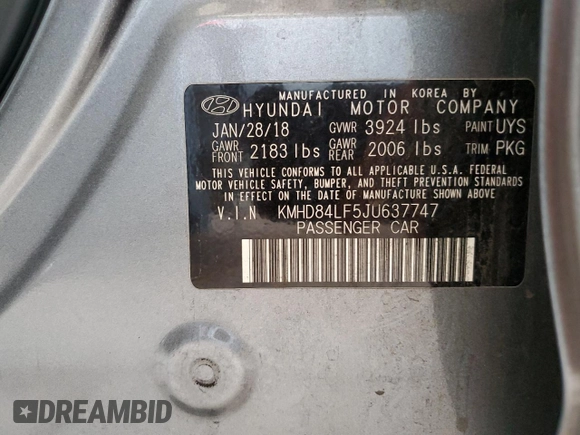 2018 Hyundai Elantra SEL z VIN KMHD84LF5JU637747, wystawiony jako Copart lot #53756485 z przebiegiem 77 576 mil mil oraz Szkoda całkowita • Salvage title. Historia ofert i sprzedaży dostępna na DreamBid. Obrazek 13.