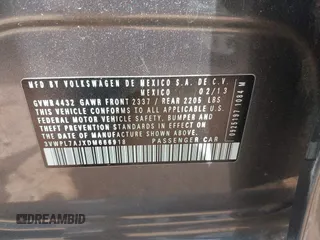 2013 Volkswagen Jetta TDI w/Sunroof & Nav with VIN 3VWPL7AJXDM666918, listed as a IAAI auction lot 42440688 with 149,587 mi miles and . Bid and sale history available at DreamBid. Image 9.
