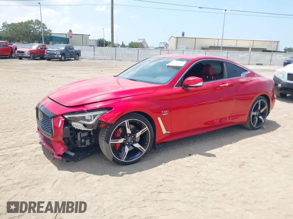 2018 Infiniti Q60 Red Sport 400 with VIN JN1FV7EL9JM630801, listed as a IAAI auction lot 42213699 with 76,759 mi miles and . Bid and sale history available at DreamBid. Image 18.