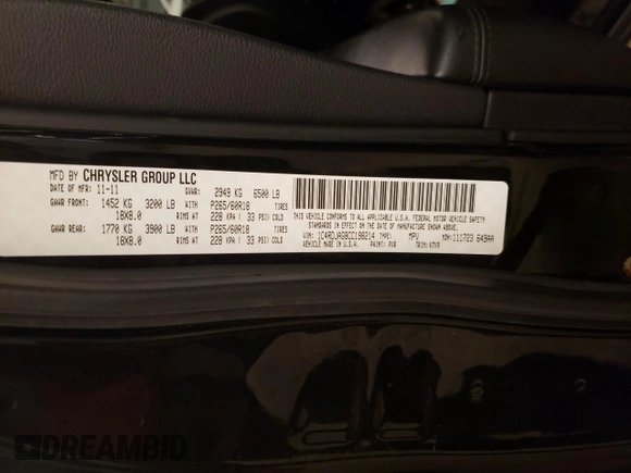 2012 Dodge Durango SXT z VIN 1C4RDJAG8CC198214, wystawiony jako Copart lot #52154065 z przebiegiem 128 787 mil mil oraz Nie do naprawy • Non repairable. Historia ofert i sprzedaży dostępna na DreamBid. Obrazek 12.