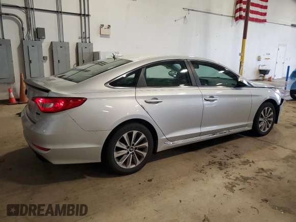 2015 Hyundai Sonata Sport with VIN 5NPE34AF0FH133053, listed as a Copart auction lot 55955845 with 103,767 mi miles and Salvage title. Bid and sale history available at DreamBid. Image 3.