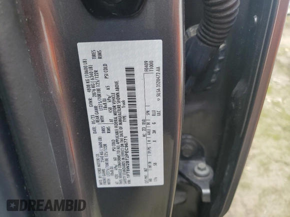 2023 Ford F-250 XL with VIN 1FT8W2BT2PEC96771, listed as a Copart auction lot 59858745 with Not provided miles and Salvage title. Bid and sale history available at DreamBid. Image 12.