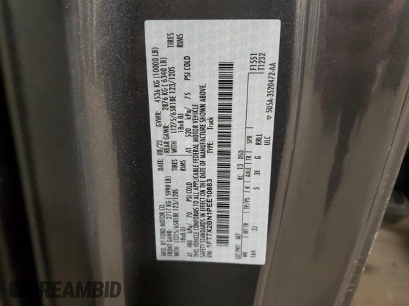 2023 Ford F-250 XL z VIN 1FT7X2BN1PEE10883, wystawiony jako Copart lot #51453135 z przebiegiem Nie podano mil oraz Szkoda całkowita • Salvage title. Historia ofert i sprzedaży dostępna na DreamBid. Obrazek 12.