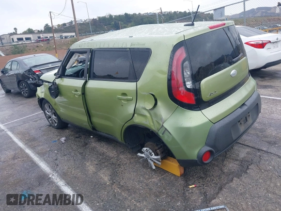 2014 Kia Soul + with VIN KNDJP3A55E7039225, listed as a IAAI auction lot 41770460 with 91,536 mi miles. Bid and sale history available at carsss.com. Image 3.