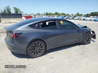 2021 Tesla Model 3 Performance with VIN 5YJ3E1EC3MF078531, listed as a Copart auction lot 55270715 with 42,363 mi miles and Non Repairable. Bid and sale history available at DreamBid. Image 3.