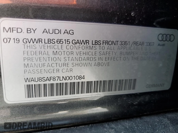 2020 Audi S8 с VIN WAU8SAF87LN001084, выставлен на аукционе Copart как лот 41206014 с пробегом 43 631 миль миль и . История ставок и продаж доступна на DreamBid. Изображение 13.