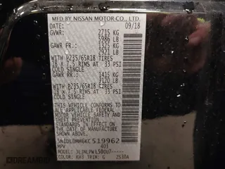 2019 Infiniti QX60 PURE with VIN 5N1DL0MM6KC519962, listed as a IAAI auction lot 41928195 with 89,900 mi miles. Bid and sale history available at carsss.com. Image 9.