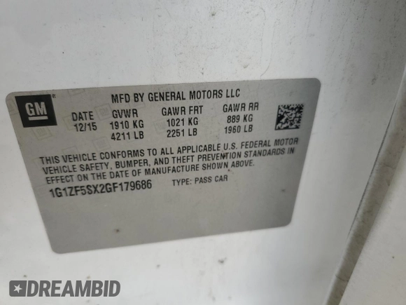 2016 Chevrolet Malibu LT with VIN 1G1ZF5SX2GF179686, listed as a Copart auction lot 43043305 with 172,055 mi miles and Salvage Title. Bid and sale history available at DreamBid. Image 14.