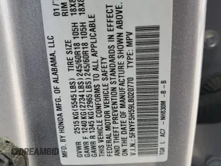 2020 Honda Pilot EX-L with VIN 5FNYF5H59LB020770, listed as a Copart auction lot 51769405 with 38,063 mi miles and Salvage Title. Bid and sale history available at carsss.com. Image 13.