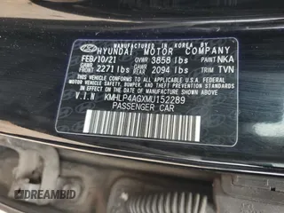 2021 Hyundai Elantra Limited with VIN KMHLP4AGXMU152289, listed as a Copart auction lot 46085895 with 96,977 mi miles and Salvage Title. Bid and sale history available at DreamBid. Image 14.