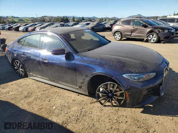 2024 BMW i4 eDrive40 with VIN WBY73AW03RFS35715, listed as a Copart auction lot 87730595 with 10,811 mi miles and Salvage Title. Bid and sale history available at carsss.com. Image 4.