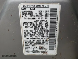 2004 Nissan Murano SL with VIN JN8AZ08W14W329400, listed as a Copart auction lot 44596985 with 118,343 mi miles and Clean Title. Bid and sale history available at carsss.com. Image 13.