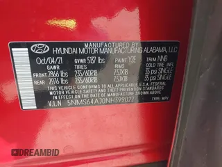 2022 Hyundai Santa Fe XRT with VIN 5NMS64AJ0NH399022, listed as a IAAI auction lot 41717818 with 48,043 mi miles. Bid and sale history available at carsss.com. Image 9.