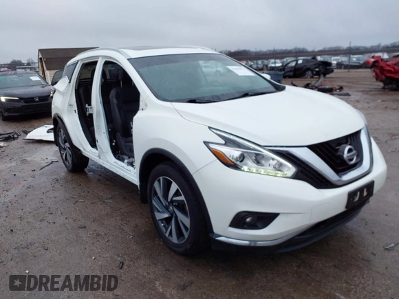 2017 Nissan Murano Platinum z VIN 5N1AZ2MH6HN164756, wystawiony jako IAAI lot #41462574 z przebiegiem 95 401 mil mil oraz . Historia ofert i sprzedaży dostępna na DreamBid. Obrazek 1.
