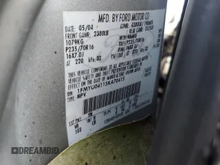 2005 Ford Escape Limited z VIN 1FMYU04115KA70415, wystawiony jako Copart lot #49111495 z przebiegiem Nie podano mil oraz Szkoda całkowita • Salvage title. Historia ofert i sprzedaży dostępna na DreamBid. Obrazek 12.