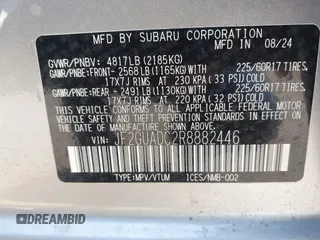 2024 Subaru Crosstrek Premium с VIN JF2GUADC2R8882446, выставлен на аукционе IAAI как лот 41810561 с пробегом 4 010 миль миль и . История ставок и продаж доступна на DreamBid. Изображение 9.