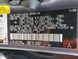 2009 Toyota 4Runner SR5 с VIN JTEZU14R09K024502, выставлен на аукционе Copart как лот 84596384 с пробегом Не указан миль и Списание • Salvage title. История ставок и продаж доступна на DreamBid. Изображение 13.